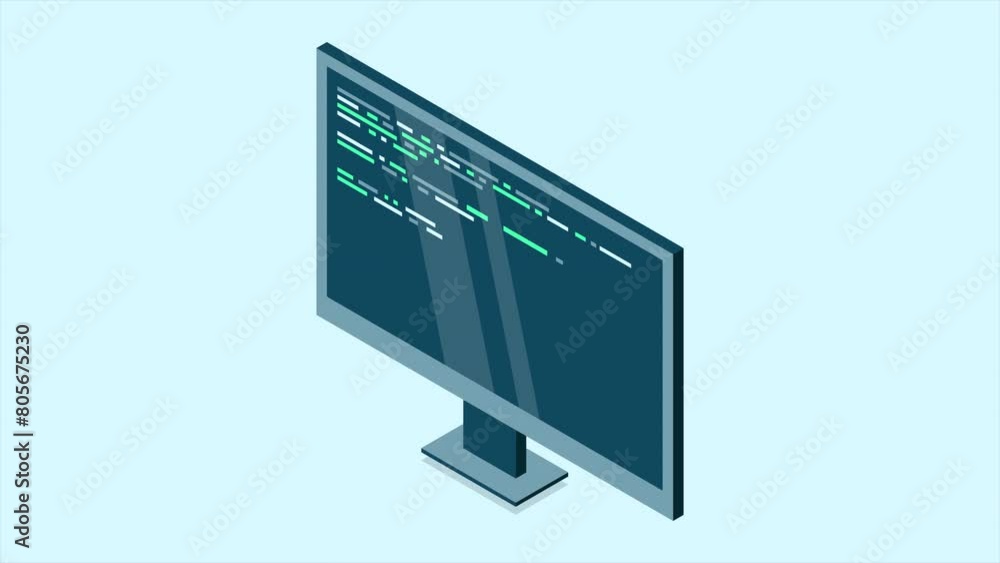 Aufkleber isometric monitor animation. computer monitor isometric desktop. modern monitor. 4k video animated i