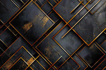 Abstract geometric background with gold elements, Generative Ai