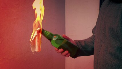 Molotov Cocktail Thrown In Conflict Zone
