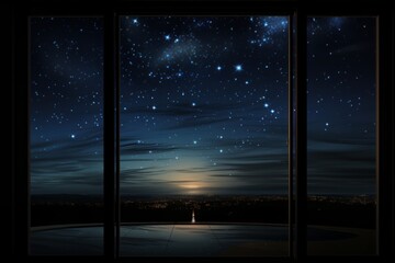 The breathtaking night city view from the window is captivating. The starry sky and twinkling city lights create a magical ambiance, perfect for romance or quiet contemplation