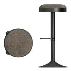 top view of rounded bar stool, isolated on transparent background