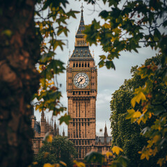 Scenic View of Big Ben Through Foliage in London