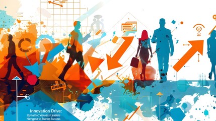 Dynamic Visuals of Entrepreneurial Leaders Navigating the Path to Startup Success