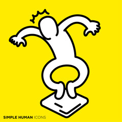 シンプルな人間のアイコンシリーズ, 体重測定の結果に驚く人