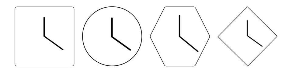 Clock icon. clock shapes. Beautiful pack of clock figures. Cute collection of wall clocks.