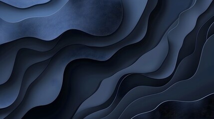 Dramatic Navy Blue Fluid Gradient Abstract Background with Flowing Organic Shapes and Curves
