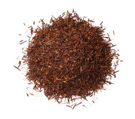 Fototapeta premium Heap of rooibos tea isolated on white, top view