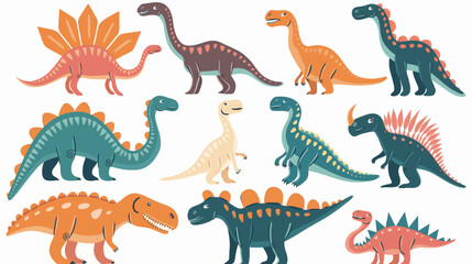 Hand draw abstract dinosaurs flat icon