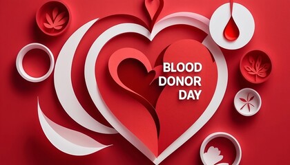 Red paper cut background concept world blood donor day created with generative ai.