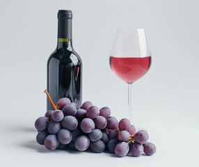 Obraz premium Grapes and Wine | Plain Background