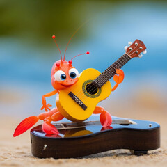 Shrimp playing a guitar