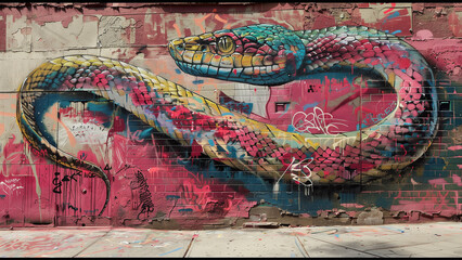 Slithering Spectacle: Snake Graffiti on Urban Decay