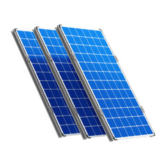 3D Blue Solar Power Station Panels with Transparent Background