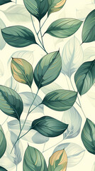 Tropical leaf Wallpaper,Botanical leaf line art wallpaper background vector. Luxury natural hand drawn foliage pattern design in minimalist linear contour simple style.Vector illustration
