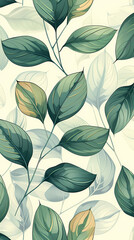 Obraz premium Tropical leaf Wallpaper,Botanical leaf line art wallpaper background vector. Luxury natural hand drawn foliage pattern design in minimalist linear contour simple style.Vector illustration