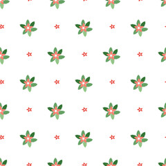 Winter Flowers For Christmas Seamless Vector Pattern Design