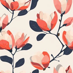 Vector seamless pattern of flowers, magnolia