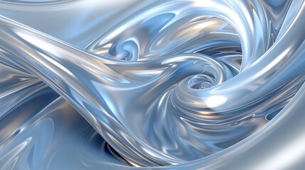 Abstract blue and silver swirls, 3D abstract background for mobile phone wallpaper. The design features swirling patterns of light blues with white highlights that create an elegant and modern look.