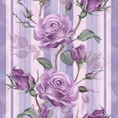 Vector seamless pattern of flowers, rose, purple rose