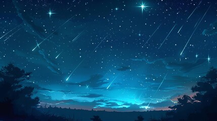 Shooting Stars, Shooting stars streaking across the night sky backdrop