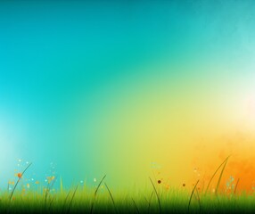 Obraz premium Vibrant Spring Meadow Sunset Background with Grass Silhouette