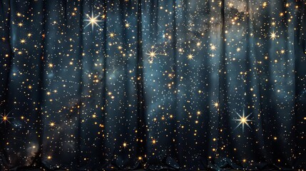 Starry Night Curtain, A dark curtain adorned with twinkling stars and constellations