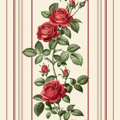 Vector seamless pattern of flowers, rose, red rose