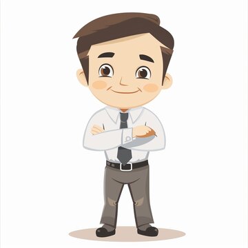 recommend clip art: Confident Businessman Cartoon Character Standing with Arms Crossed