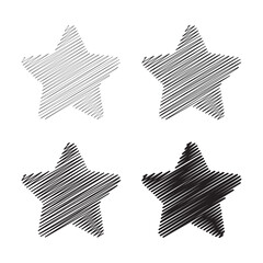 Vector Stars Icon Set With Hand Drawn Style