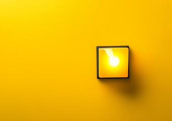 Bright Idea Concept with Glowing Lightbulb on Yellow Background