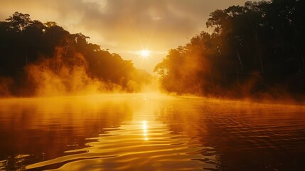 Natural Beauty of the Amazon Rainforest in the Morning