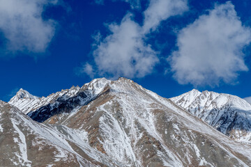 Kangju Kangri, at 22,064 feet, and mountains in the Karakoram Range near Pangong Lake along the border between Tibet and India