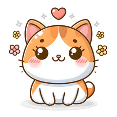 Cute cat wallpaper with white background