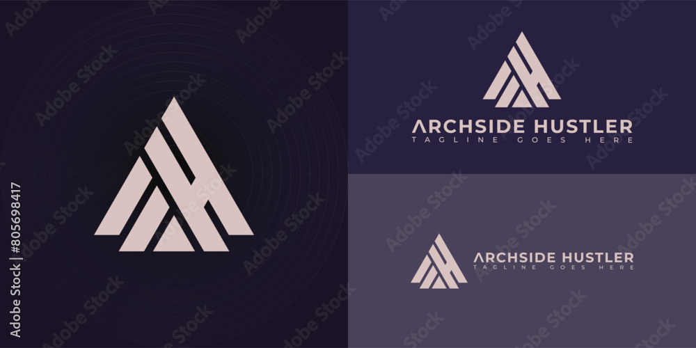 Aufkleber abstract initial triangle letter ah or ha logo in soft gold color isolated on multiple background co