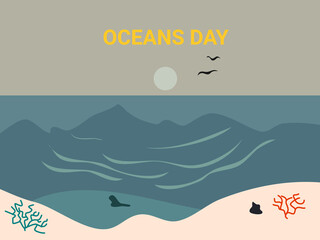 Oceans Day vector illustration flat design