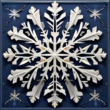 A close-up of a snowflake on a dark blue background5