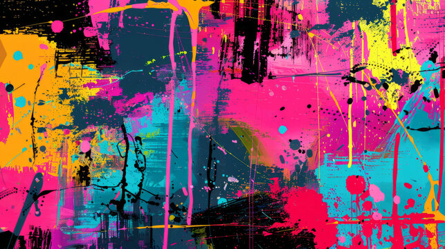 Fototapeta Colorful abstract mixed grunge colors pop art comic style painting background wallpaper illustration.