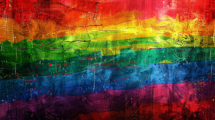 Colorful LGBTQ and pride month concept rainbow mixed grunge colors pop art comic style painting background wallpaper illustration.