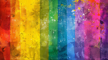 Colorful LGBTQ and pride month concept rainbow mixed grunge colors pop art comic style painting background wallpaper illustration.