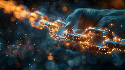 Connected Cargo Chain: Man Exposed, Illustrating Digital Tech Enabled Connectivity - Business Concept in Photo Stock