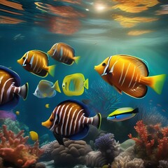 A magical underwater scene with colorful fish and coral1