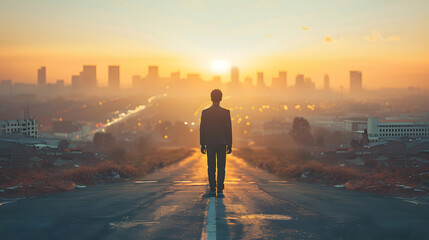 Man's Journey: From Low Performance to High Achievement - Illustrating the Path to Progress in Photo Stock Business Concept