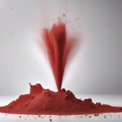 Red chalk pieces and dust flying, effect explode isolated on white2