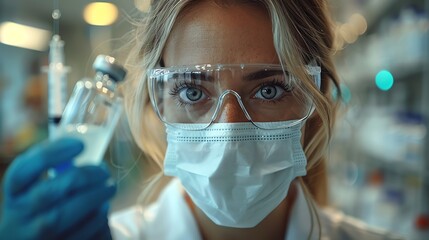 Healthcare worker administering a COVID19 vaccine, focused, clinic setting,