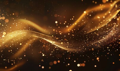 A background with golden glitter and lights, forming an elegant wave shape on the left side of the screen