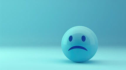Blue Monday depicted with sad emoji on light blue backdrop. Ai Generated