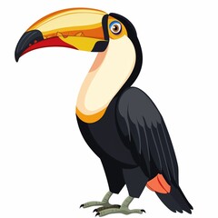 Colorful Cartoon Toucan Illustration with Vibrant Tropical Appeal on White Background