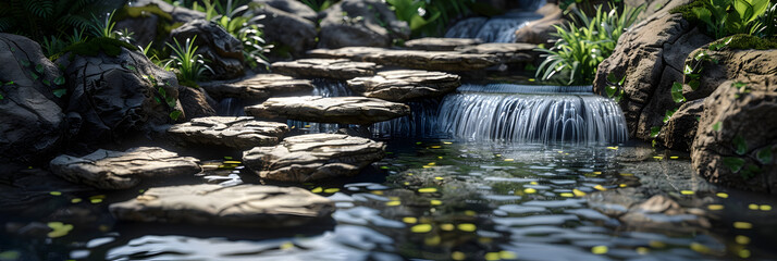 Stepping Stones Over a Small Waterfall A Detailed Exploration