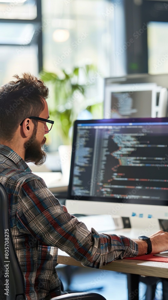 Poster software developer, stock photo --ar 9:16 --style raw job id: 8bf9ad1a-f4fa-4c01-8b27-40fc6c40a09c