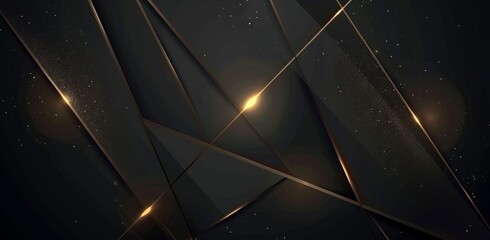 A dark background with golden lines in the shape of a triangle on it, giving off light and creating a luxurious atmosphere